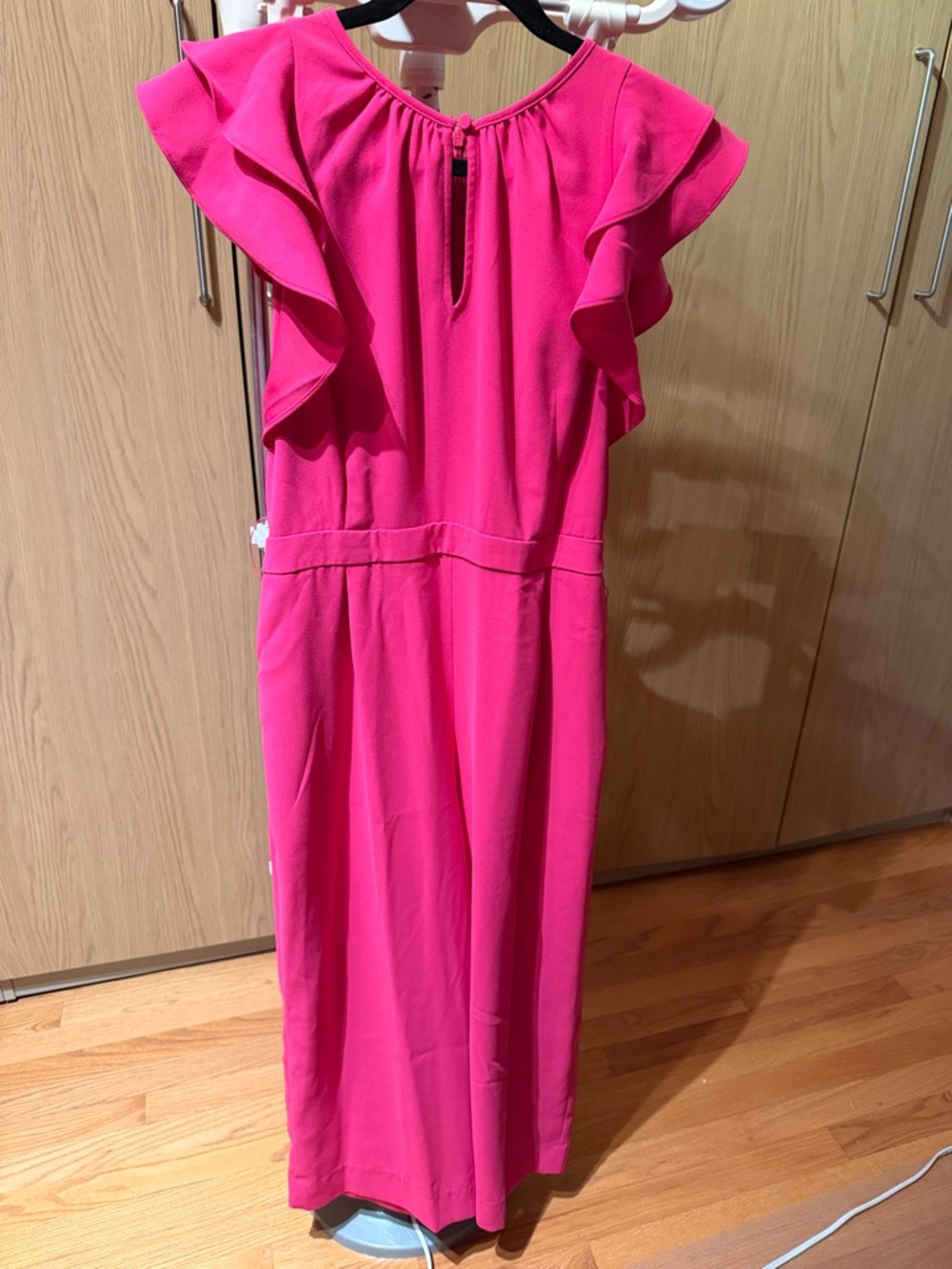 J. Crew Pink Ruffle Jumpsuit with Coral Belt and Pockets ( Petit Length)